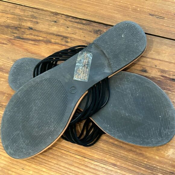 Charlotte Russe Sandals Black Rope Flats Flip Flops Size 7 - Picture 8 of 12